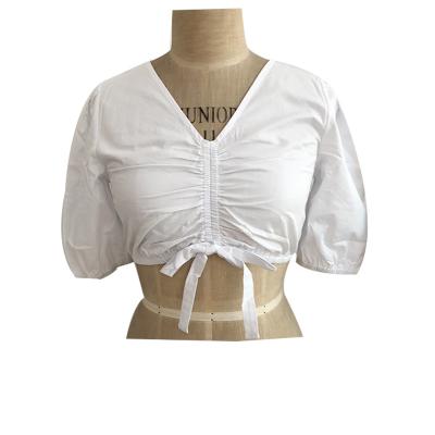 Ladies woven ruched fashional blouse.