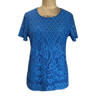 Women's engineered lace round neck top