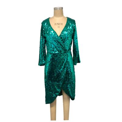Women's fashion dress with full sequins embroidery
