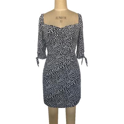 Ladies Leopard printed mid-sleeve dress