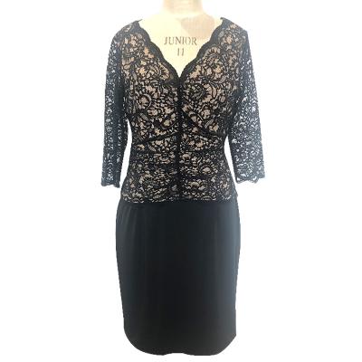 Ladies V neck lace bodice midi dress.