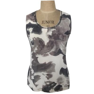 Ladies beaded round neck top with printing