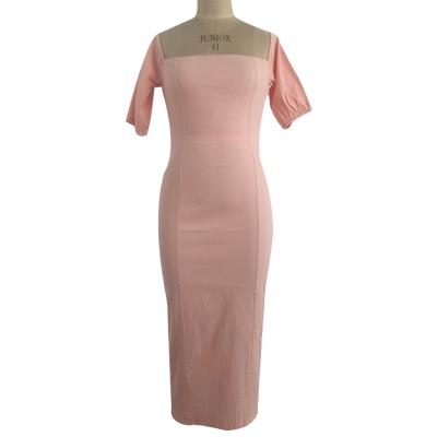 Ladies cotton midi dress with back split