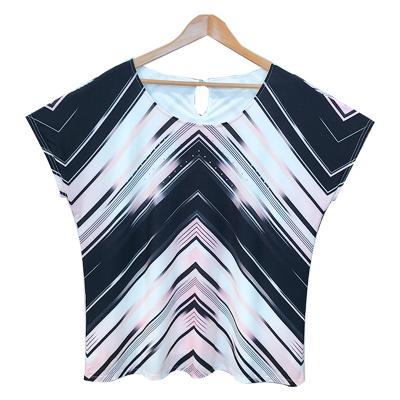 Ladies digital printed ITY round neck with front hot fix