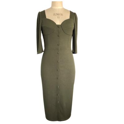 Ladies functional placket rib dress