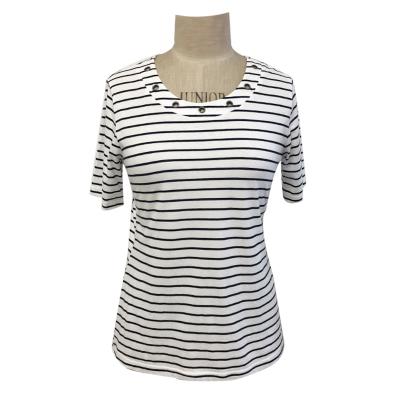 Ladies modal stripe round neck top