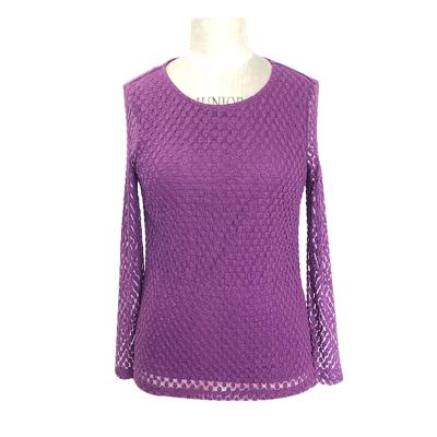 Ladies nylon dot lace round neck top