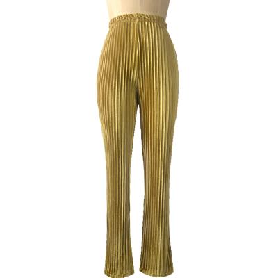 Ladies pleat corduroy slim pants