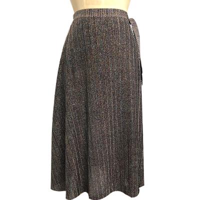 Ladies pleat midi skirt with waist ties