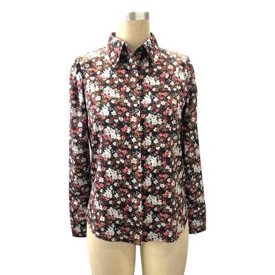 Ladies printed shirt with concealed placket