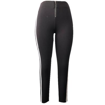 Ladies zipper ponte tight pants with contrast panel