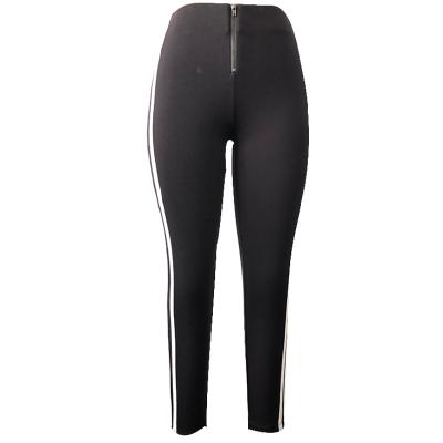 Ladies zipper ponte tight pants with contrast panel