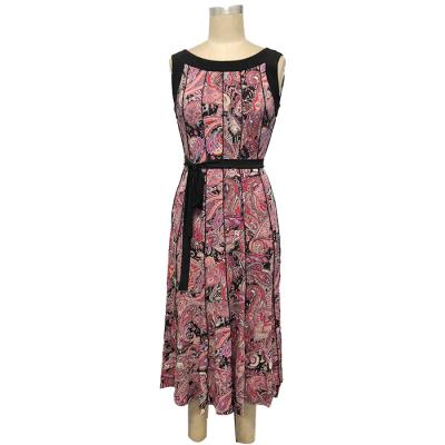 Sleeveless with satin wist belt fashion women's dress