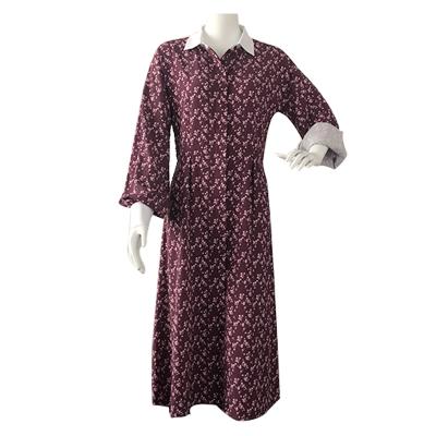 Women's woven printing dress with placket